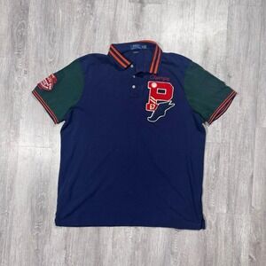 Polo Ralph Lauren Mens Navy Football Champs Patch Polo Shirt Size Large